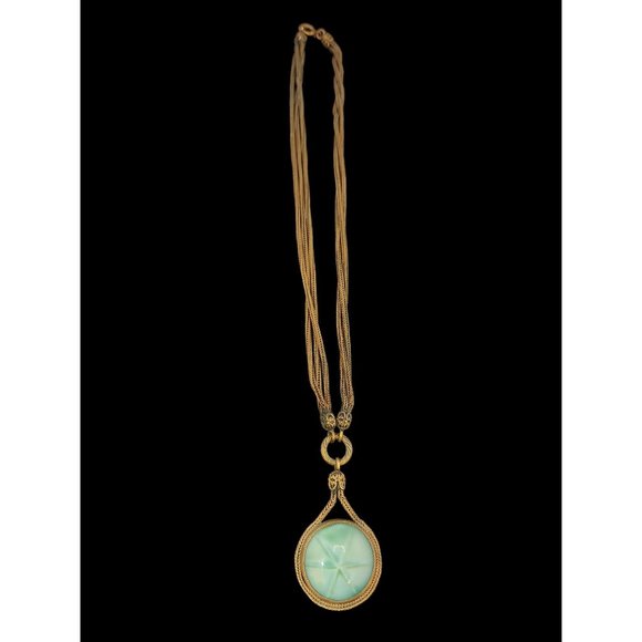 Antique Star Glass Pendant Necklace (A3960)